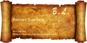 Beron Larina névjegykártya